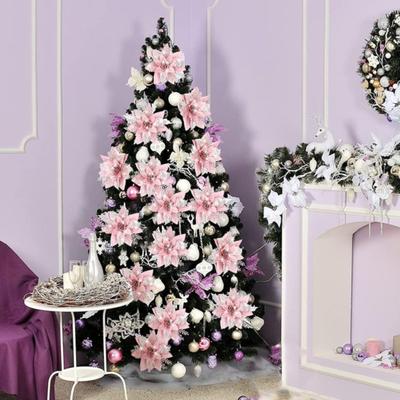 12Pcs Glitter Weihnachtsstern Weihnachten Ornamente mit Clips Stiele Künstliche Blumen für Weihnachten Baum