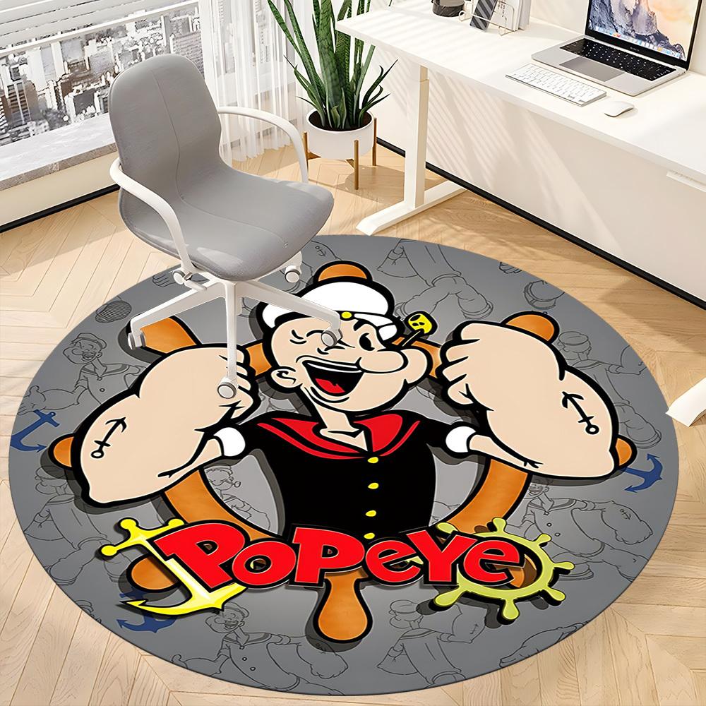 1pc Popeye Sailor Office Round Area Rug, Under Office Chairs Bedroom Living Room Home Decor, Room Decoa1016079