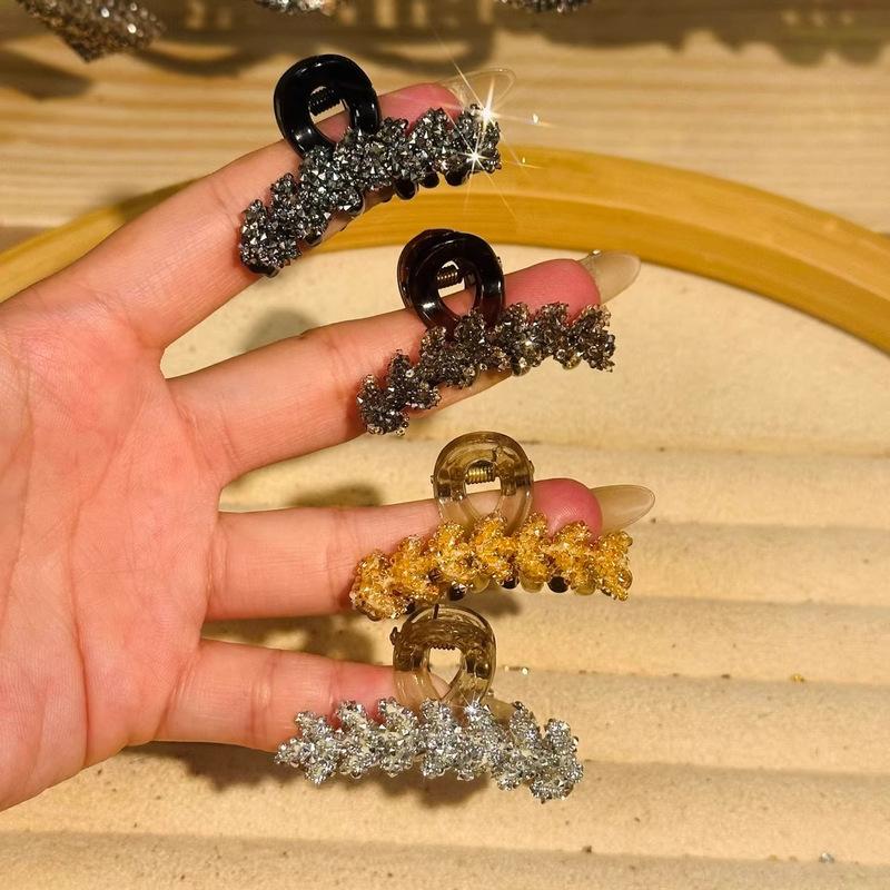 Neue Strasssteine Blattförmige Haarklammer Kleine Größe Kristall Weizen Haifischkieferklemme für starken Halt Dutt Frauen Mädchen Tägliche Anwendung Kopfschmuck