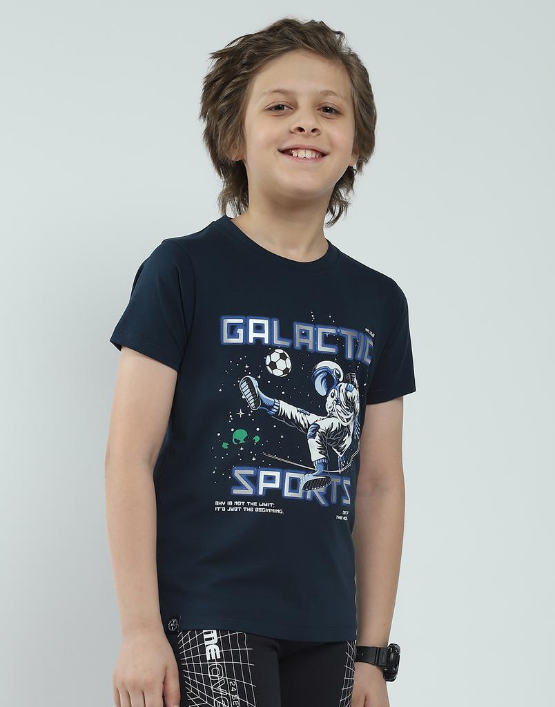 Monte Carlo Boys Printed Round Neck T-Shirt Navy Blue 5-6 Years
