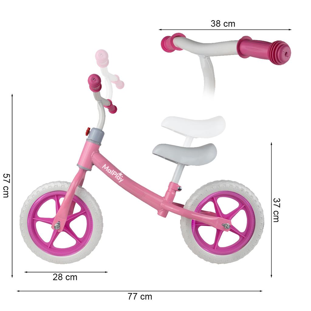 Balance Bike Children'S Bike Eva Wheels 12" Pink And White