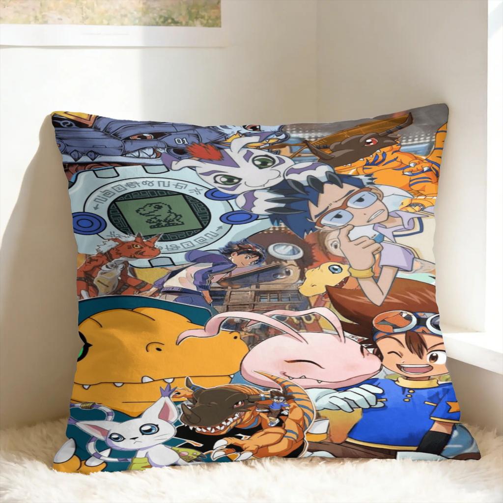 Pillow Cover Anime D-DigimonS Retro Trendy Pillow Case For Sofa Car Home Decor Pillowcases
