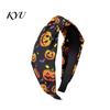 Non Slip Hair Hoop for Girls Halloween Headbands Women Girls, Wide Knotted Headband with Witch Spider Web Ghost Pumpkin, Accessories Party Cosplay,