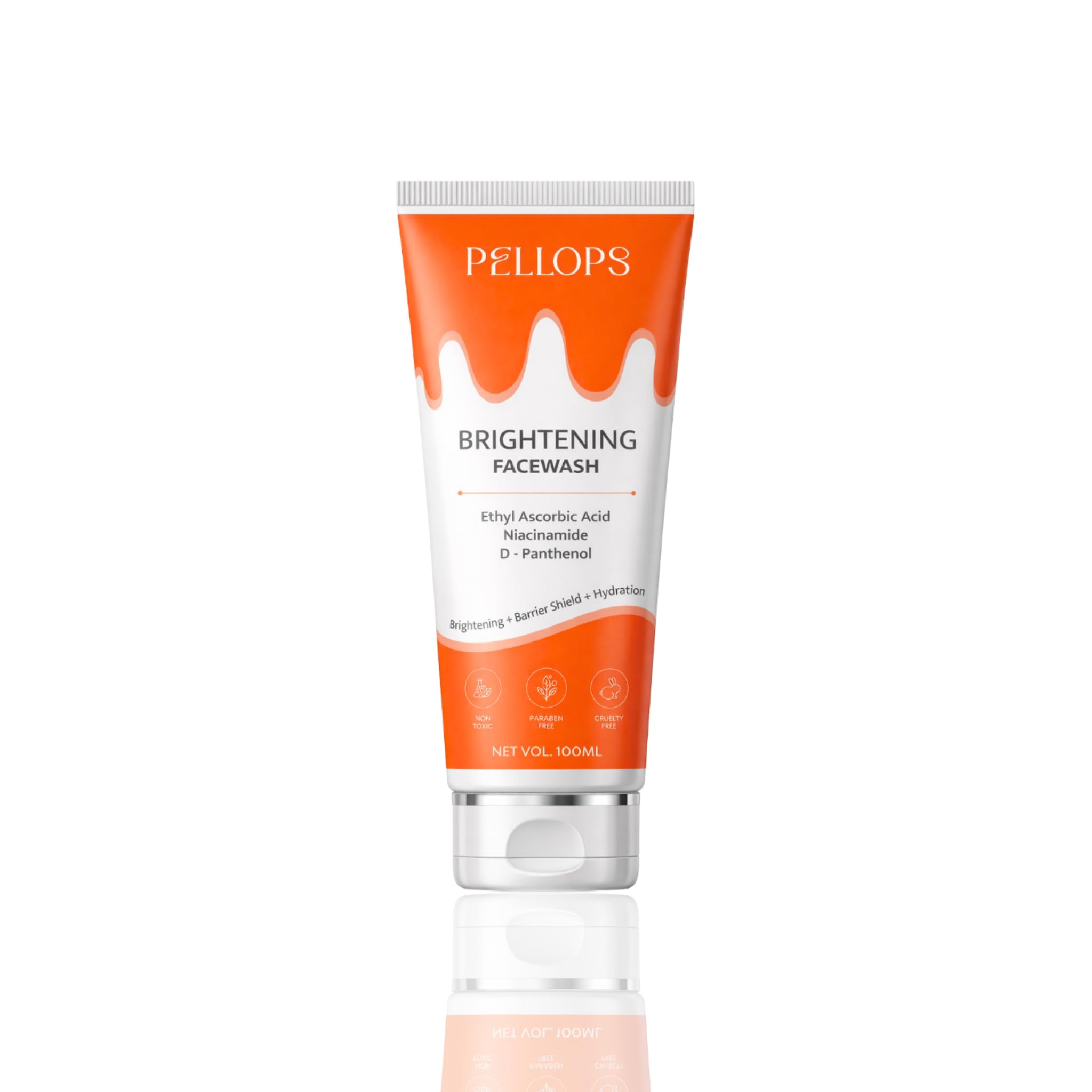 PELLOPS Vitamin C (Ethyl Ascorbic Acid) & Niacinamide Brightening Face Wash for Men Women All Skin Types | Fades Dark Spots & Pigmentation | Sulpha