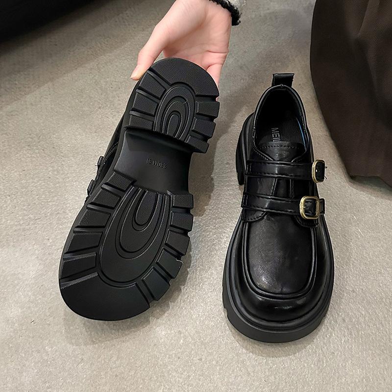 

Туфли на толстой платформе и небольшом каблуке, женские, осенние, новые, в стиле ретро, лоферы JK, универсальные туфли-однопедальки 35