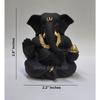 Black Terracotta Appu Ganesha with Gold Color Work for Car Dashboard Home Decor Gifting Diwali Birthday Festival