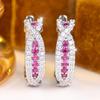 Brilliant Four Color Option Zircon Cross Twisted Hoop Earrings for Women Daily Wear and Party