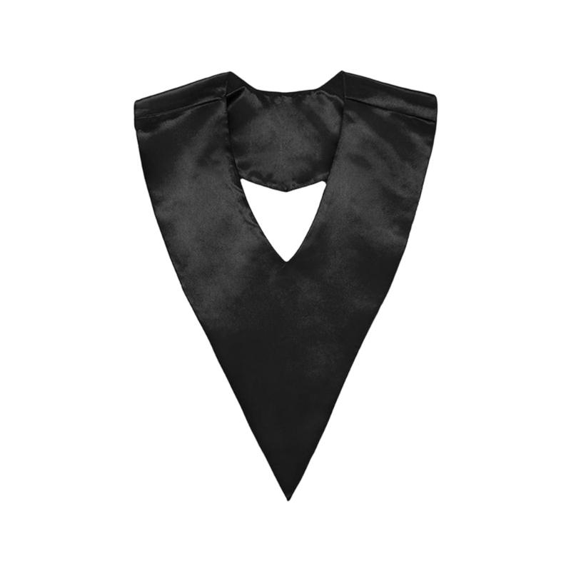 

Однотонная академическая лента выпускника с V-образным дизайном из высококачественной атласной ткани для выпускных церемоний и мероприятий чёрный