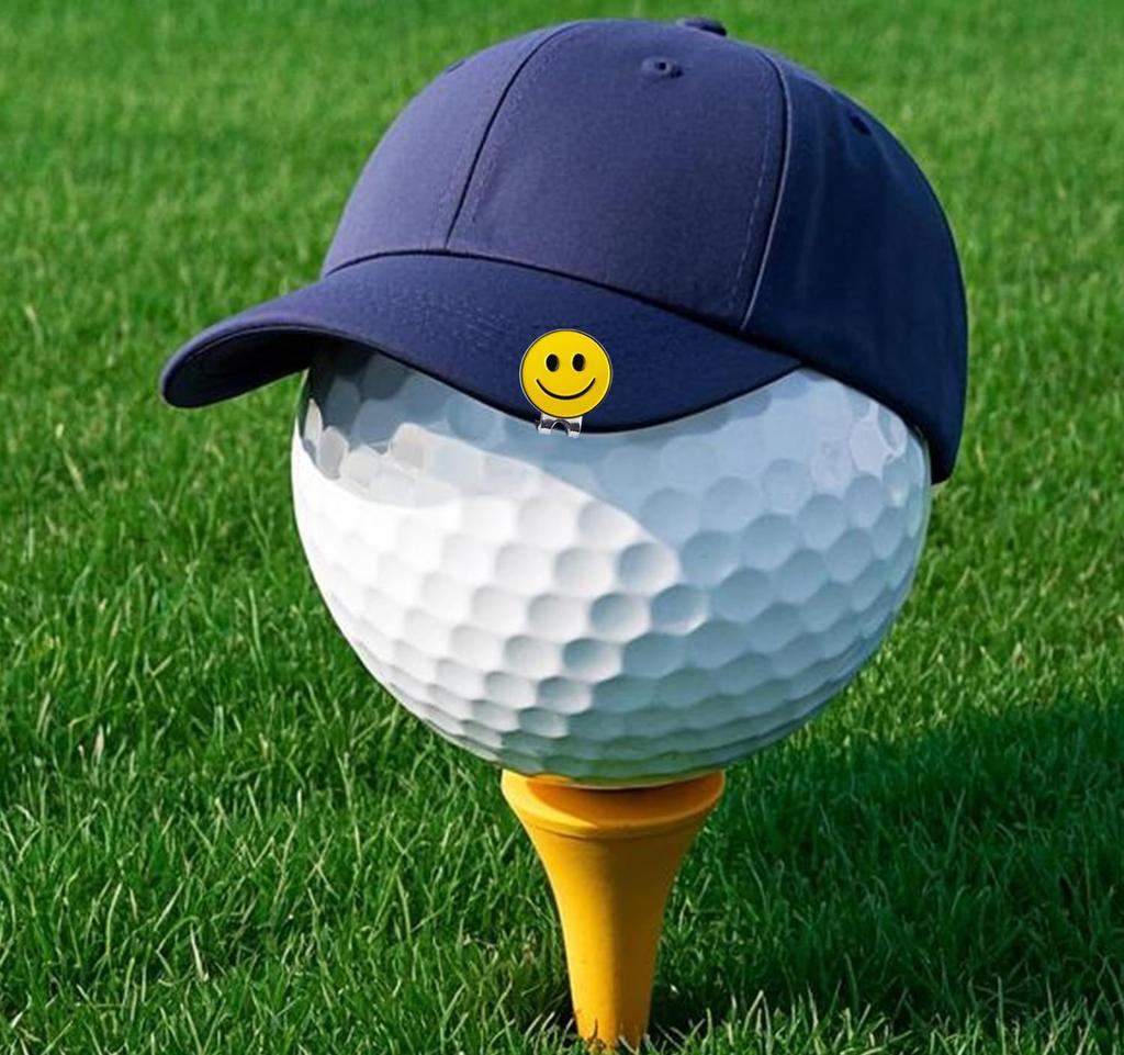 Adhere Golf Marker Hat Clip Magnetic Attachment Cute Smiley Face Ball Marker (Smiling Face)