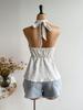 2025 Summer European & American Halter Strap Lace-Up Waist-Cinched Bandeau Top