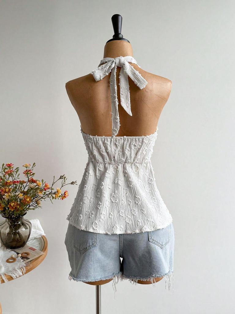 2025 Summer European & American Halter Strap Lace-Up Waist-Cinched Bandeau Top