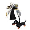 Stylish Dachshund Pendant with Soft Leather Tassels Bowknot Key Holder Fashion Charm Perfect for Bags or Car Decoration