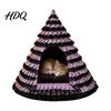 Felt Cat Bed Christmas Tree Cave Foldable Semi-Enclosed House Cozy House Warm Holiday Pet Hideaway for Indoor Cats Seasonal Home Decor Small