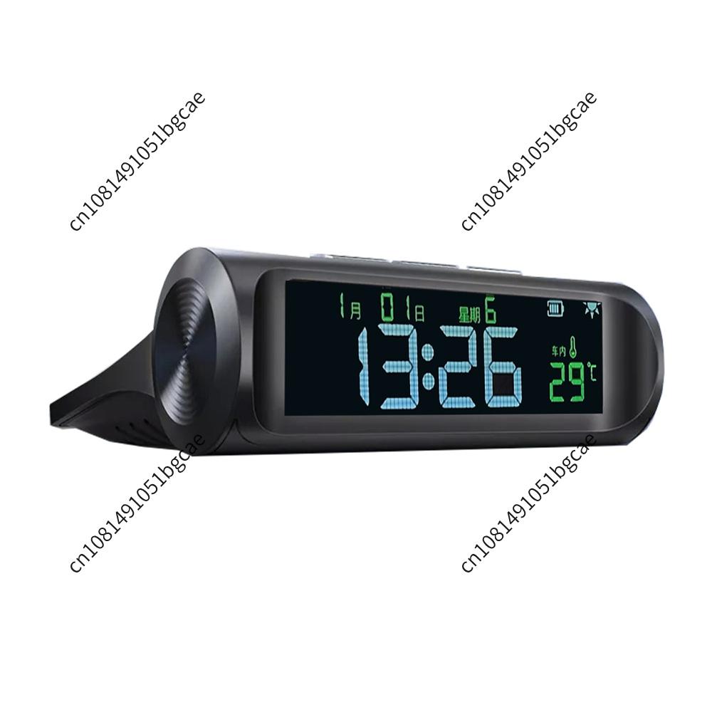 Solar Powered Car Digital Clock Thermometer Auto On Off Dashboard Time Date Temperature Monitor Long Standby for Vehicles