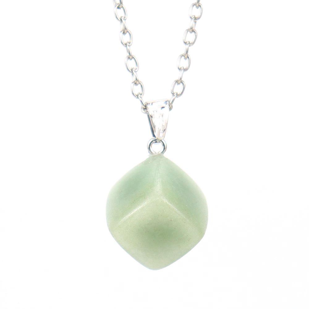 Square Natural Crystal Rough Stone Amethyst Agate Square Pendant Necklace N665