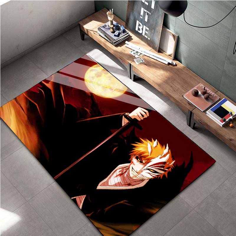 15 Größen Anime Bleach Cartoon Bereichsteppich Groß, Teppich für Wohnzimmer Schlafzimmer Sofa Fußmatte Dekoration, Kinder Spiel Rutschfeste Bodenmatte