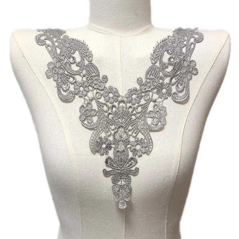 Water soluble lace corsage polyester silk embroidery fake collar DIY lace accessories three-dimensional hollow embroidery collar