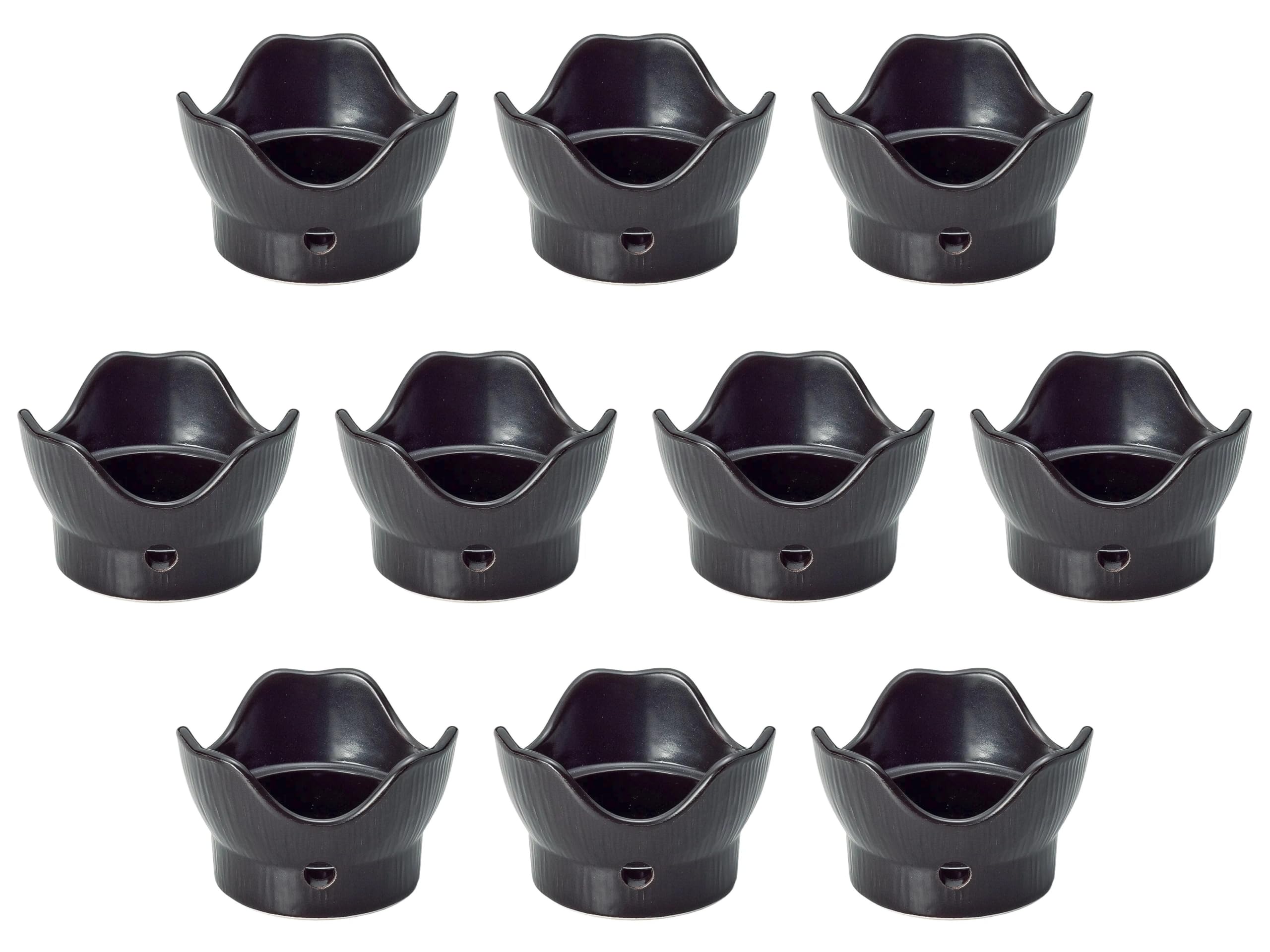 

Set of 10 Black Glazed Stoves x Banko Ware Stoves by Setomonohonpo Wide-Mouth [13.3 8.3 cm] Direct-Fire