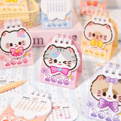 Cartoon Cat Coil Calendar Mini Schedule Planner New 2026 Desk Calendar  Desktop Ornaments