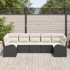 VidaXL Ensemble de canapé de jardin 7 pièces avec coussins en poly rattan noir 3346187