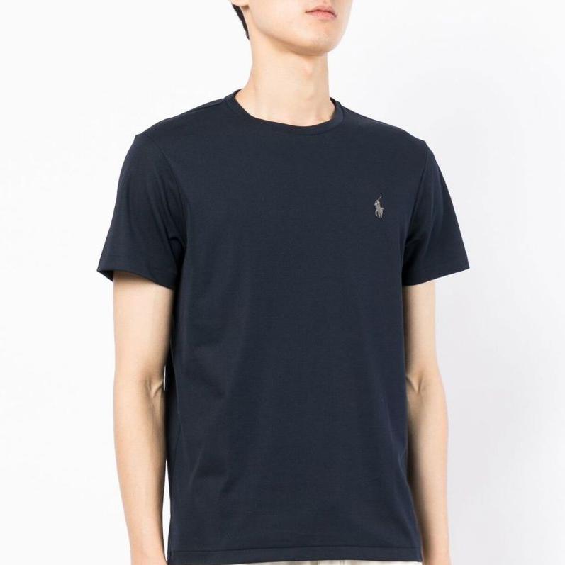 Polo Ralph Lauren Ss22 Solid Color Logo Embroidered Crew Neck Casual Short Sleeve T-Shirt Women T-Shirt Blue 71086296-001