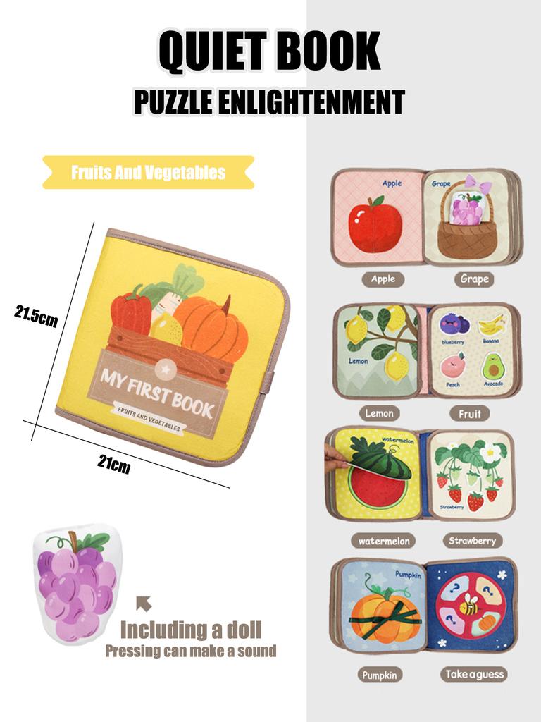 1 BUC Carte moale pentru bebeluși Montessori educație timpurie carte de pânză silențioasă Jucării educative pentru bebeluși de la 0-6 luni și mai mari Puzzle de iluminare