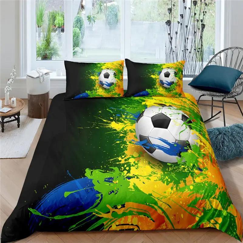 Football Bedding Set Printing Pillowcase Quilt Cover Soccert Duvet Covers Home Textiles Queen King Size Bed for Kids Teens Men