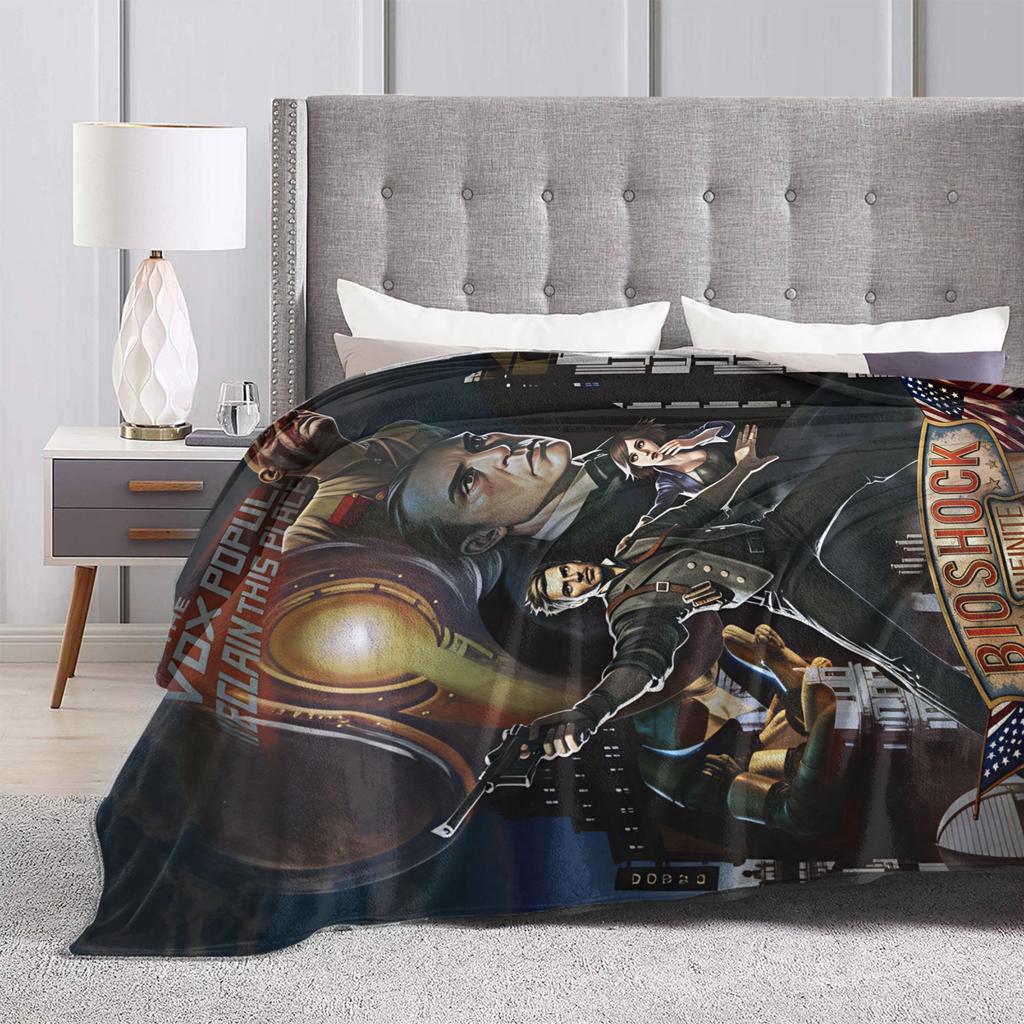 B-BioShocks 2 Remastered Flannel Blanket Soft Durable Throw Blanket for Couch Chair Travel Graphic Bedspread Sofa Bed Cover