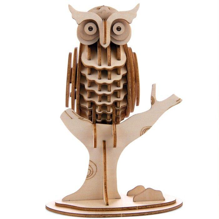 Puzzle 3D Chouette Kikkerland - Bois Naturel - Moins de 100 Pièces - Enfant 4 Ans et Plus