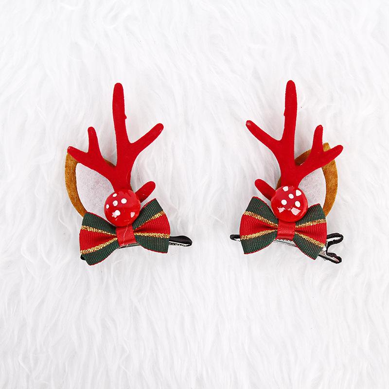 Christmas Reindeer Antler Hair Clips - Cute Bell Accessories for Girls