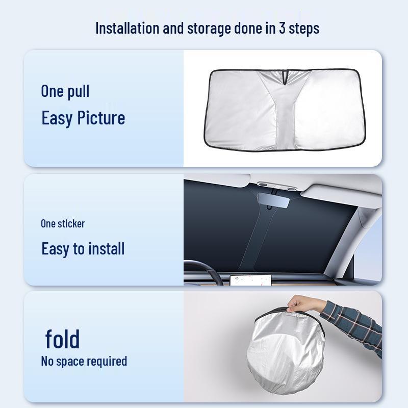 Silver-Coated Anti-Glare Car Sunshade Umbrella for Front and Side Windows.