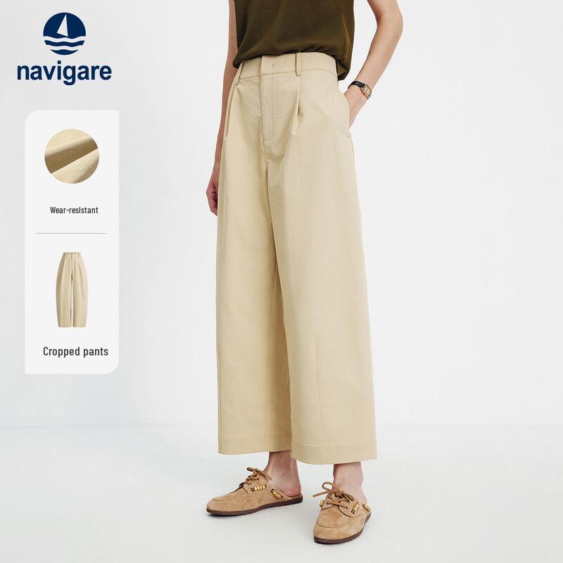 Navigare Women s Summer Lightweight Wide-Leg Cropped Pants L