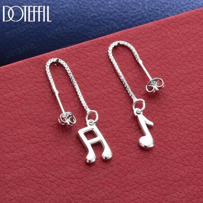 925 Sterling Silver Fashion Note Pendant Earrings - Smart Gift Jewelry
