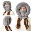 Winter Headgear with Scarf Face Guard Solid 3 In 1 Hat Color Adjustable Drawstring Windproof Hat