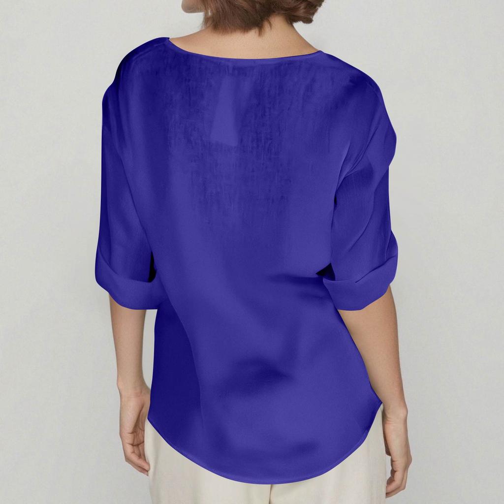 Women’s Loose Fit Linen Blouse Half Sleeve Button Front Casual Lightweight Tunic Top Comfortable Relaxed Fit Shirt