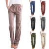 Summer Women's Solid Color High-waist Lace-up Cotton Loose Casual Pants Women's Comfortable and Versatile