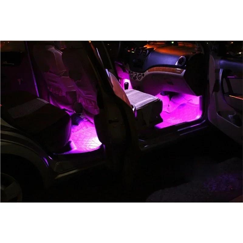Car Interior RGB LED Strip Lights 12V Color Changing Ambient Lighting with Remote Control for Vehicle Decoration 1 Set