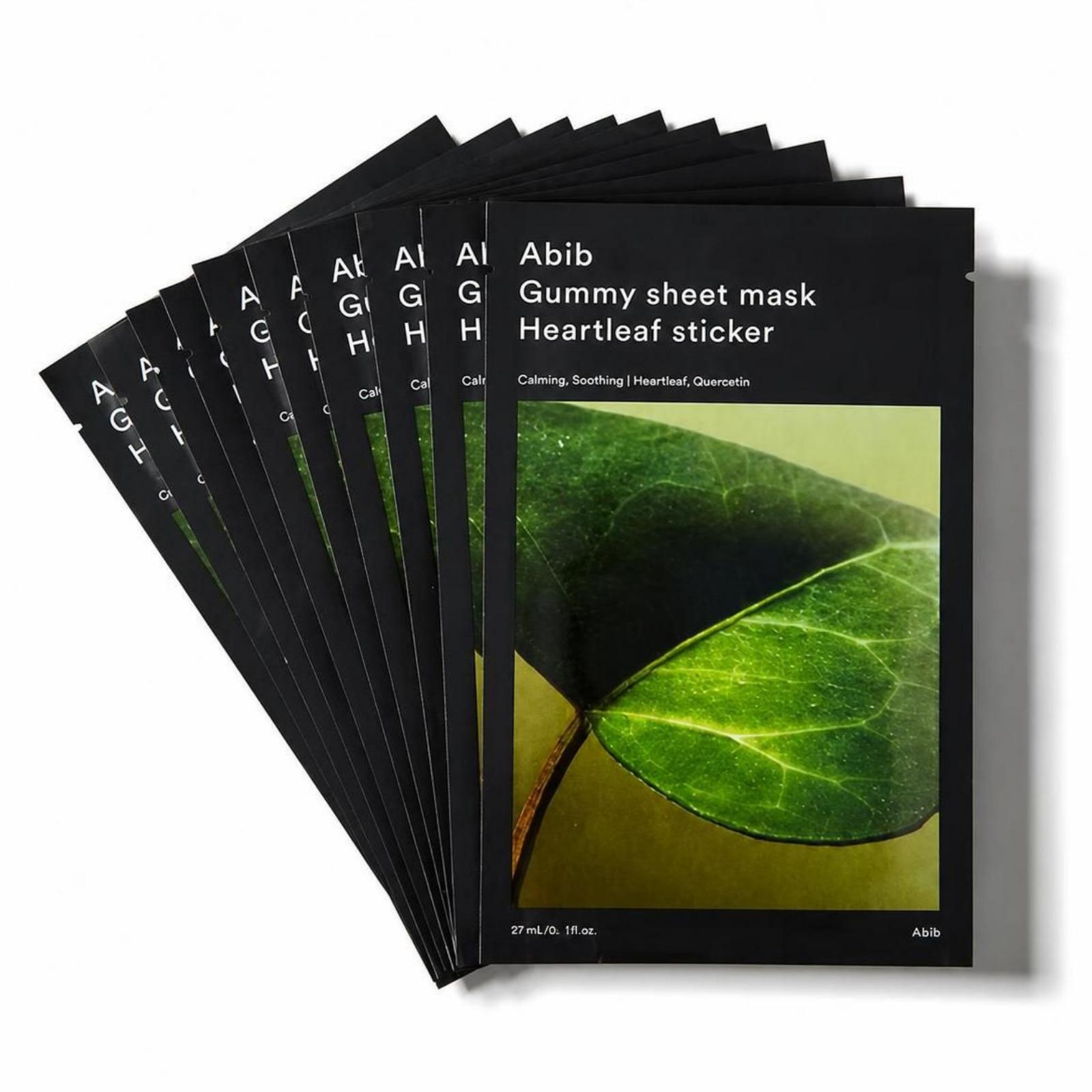 Abib Gummy Sheet Mask Heartleaf Sticker Facial Mask 10 Sheets 27ml x 10 Sheets
