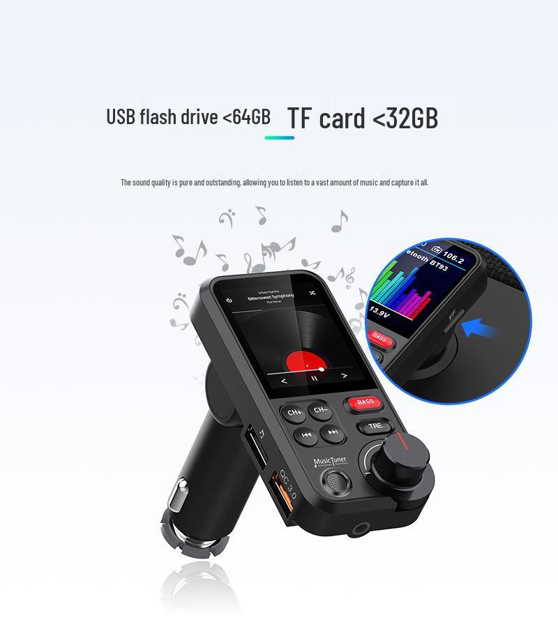 BT93 Bluetooth FM Transmitter: Car MP3 Player with USB, Lossless HiFi, High/Low Tone Equalizer