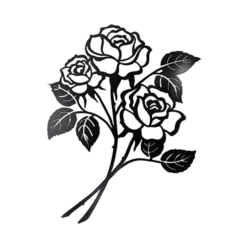 Rose Flower Metal Wall Art Decors Sculpture Black Flower Iron Wall Decoration Minimalists Wall Art Ornament Hanging Sign