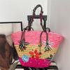2026 New Bohemian Starfish Straw Tote Bag Women Beaded Handle Large Capacity Shoulder Bag Summer Beach Vacation Travel Handbag
