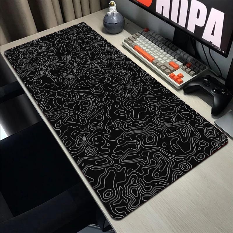 Topographic Map Art Mouse Pad Gamer Mousepad Pc Gaming Accesorios Desk Mat Computer Keyboard Deskmat Locking Edge Soft Mause Ped
