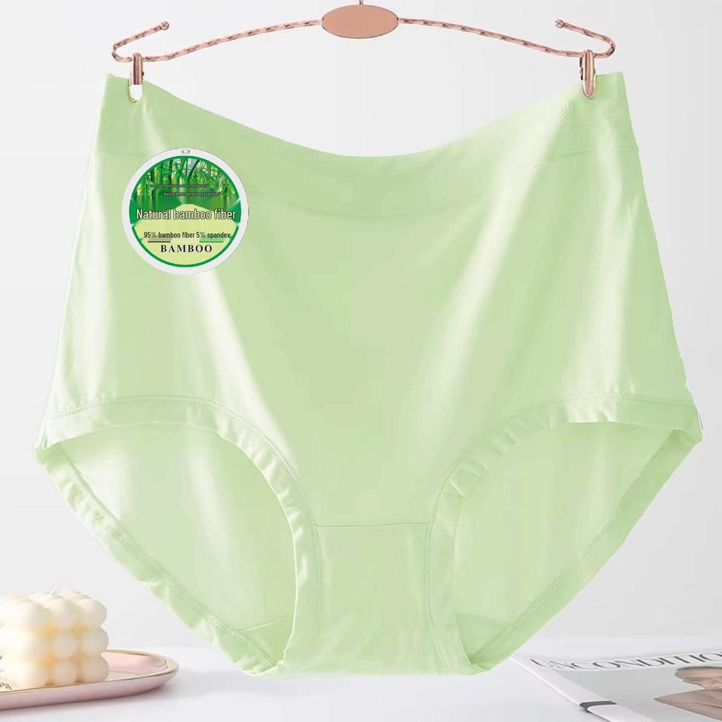 Plus Size Women's Bamboo Fiber Mid-High Waist Panties - Breathable, Antibacterial, Comfortable, Hip-Hugging, Mom Briefs.