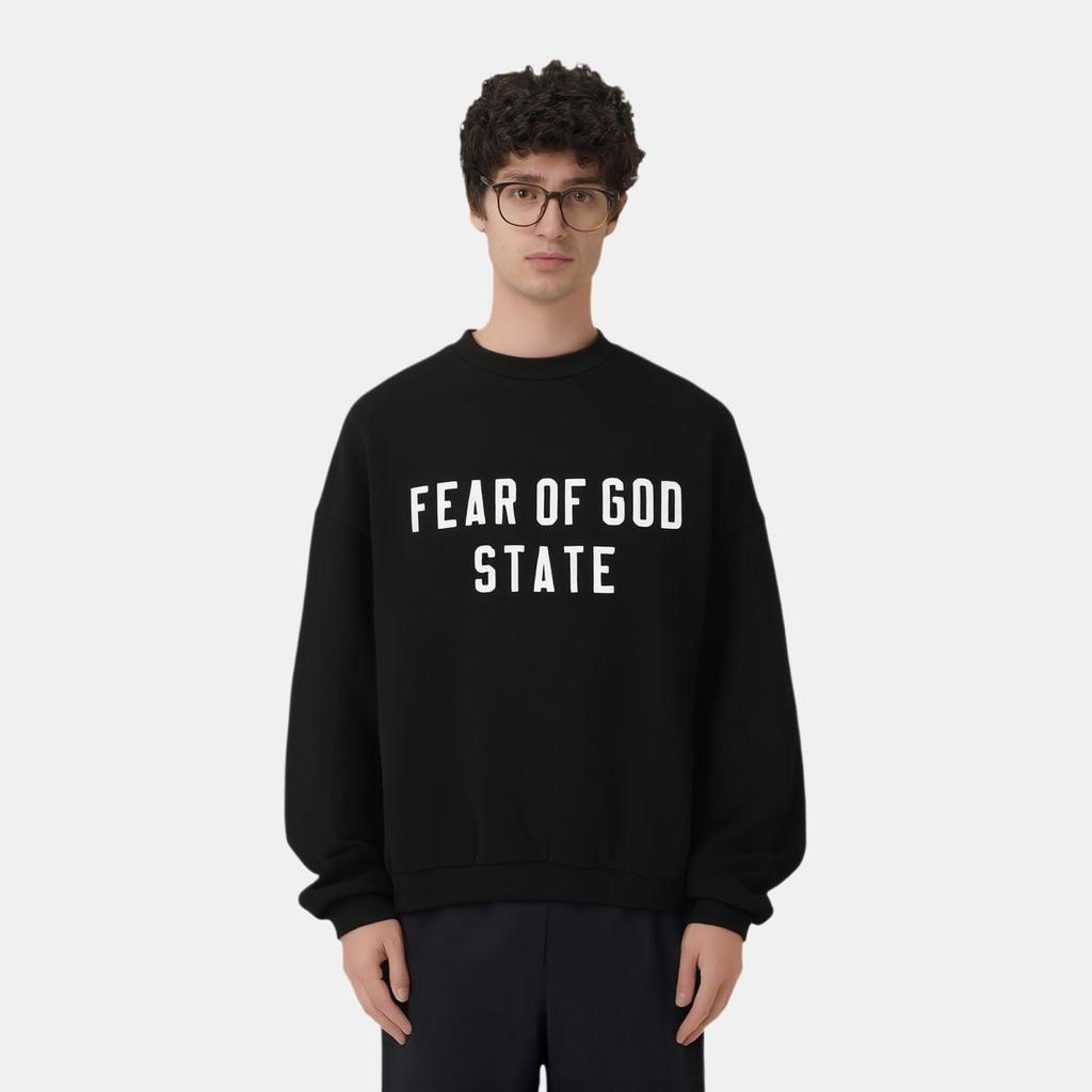 Fear Of God Essentials SS25 90s Fit Fleece Crewneck Men Sweatshirt Jet-Black 192SP256550F