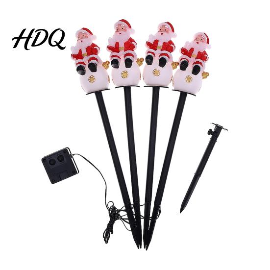 Holiday Landscaping for Entrances Christmas Solar Stake Lights Santa Snowman Tree Figurine Lawn Automatic Powered Path Lights Waterproof Warm