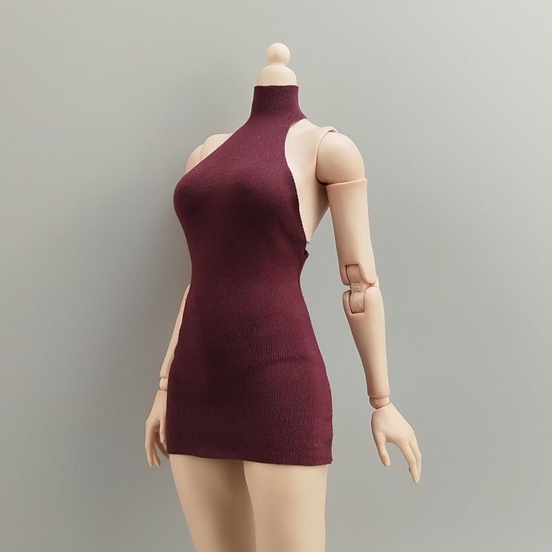 

HAMRETHYPPZ Костюм масштаба 1/6, Одежда для фигуры масштаба 1/6, Женский, Сексуальное платье, Сексуальная мини-юбка (Тело, голова, обувь и т.д.. Не включено) (Темно-красный)