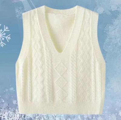 Pure Color Sleeveless Sweater Vest Warm Trendy Twist Knitted Women Vest for Daily Wear