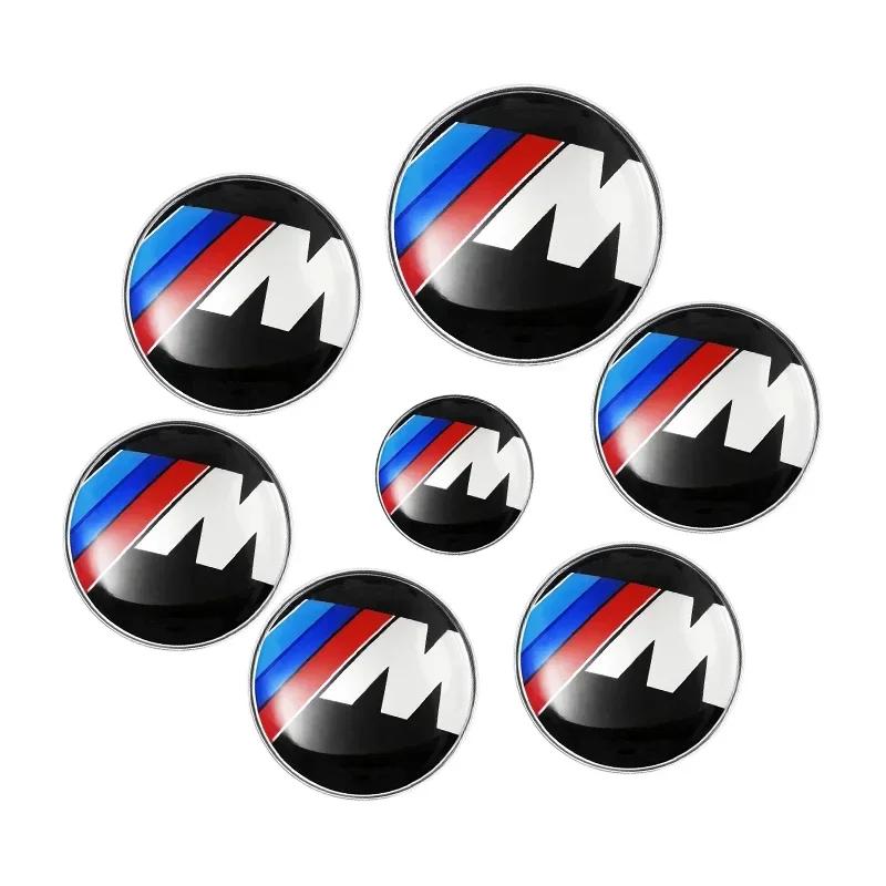 BAAA1 7pcs Front Hood Emblem Car 50th Anniversary Logo 82mm+Rear Badge 74mm+Wheel Hub Cap 68mm Decoration Cover Styling for BMW M