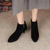 Krazing Pot Cow Suede Winter Round Toe Med Thin Heels Modern Boots Women Big Size 43 Zipper Basic Clothing Ankle Boots
