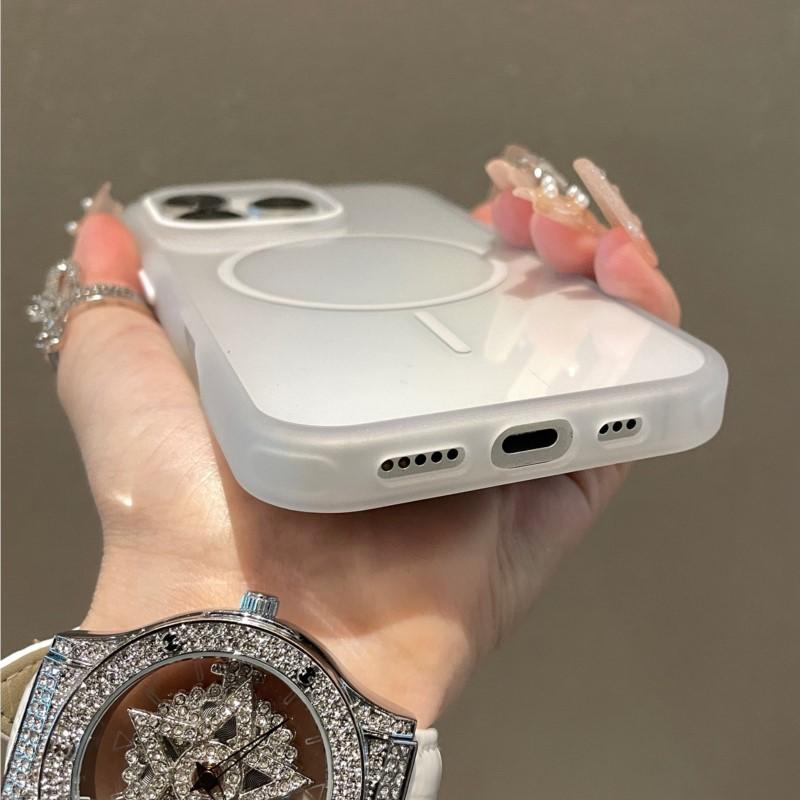 Transparent For Magsafe Case for iPhone 16 11 12 13 14 15 Pro Max Plus Shockproof Wireless Charging Simple Clear Phone Cover
